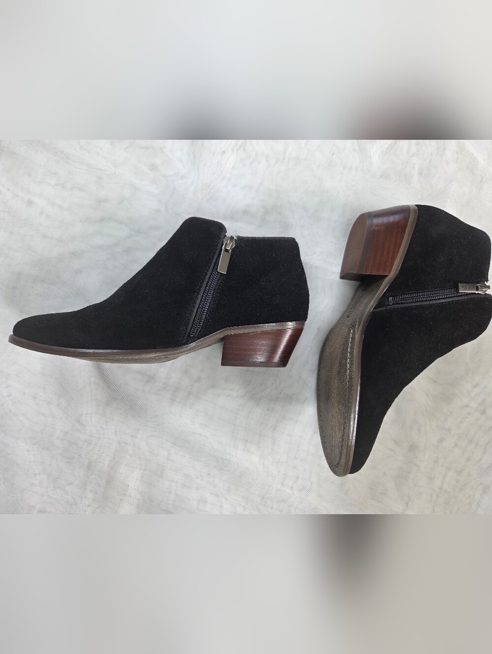 Crown Vintage Tabitha Black Suede Ankle Booties Cute Westerm Cowgirl